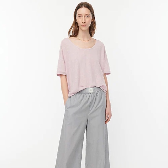 NWT J.Crew Slouchy Pink Linen Tee - Picture 1 of 5